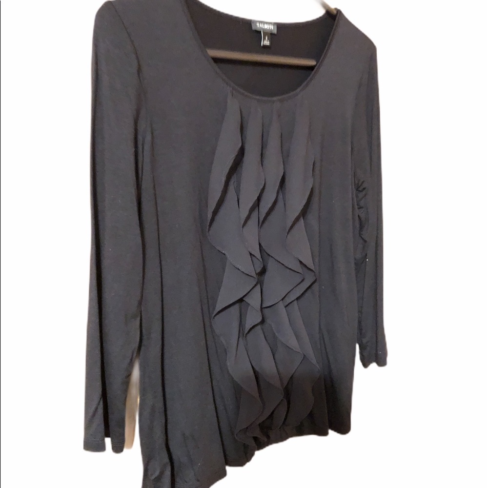 Talbots Black Ruffle Blouse